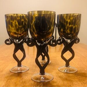 Elegant Amber and Black Goblets